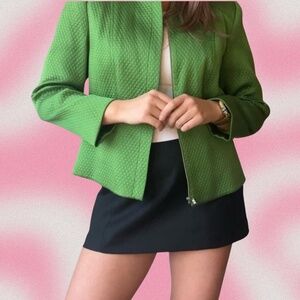 Chic Green Textured Zip-Up Jacket - Louben - Size 8